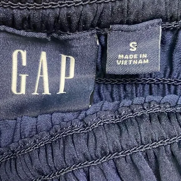 GAP Navy Smocked Bust Square Neck Long Sleeve Midi Dress - Picture 9 of 11